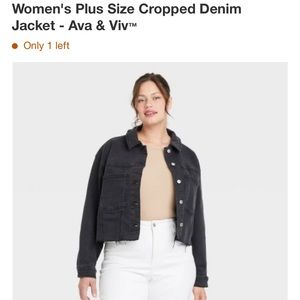 Women's Plus Size Cropped Denim Jacket - Ava & Viv